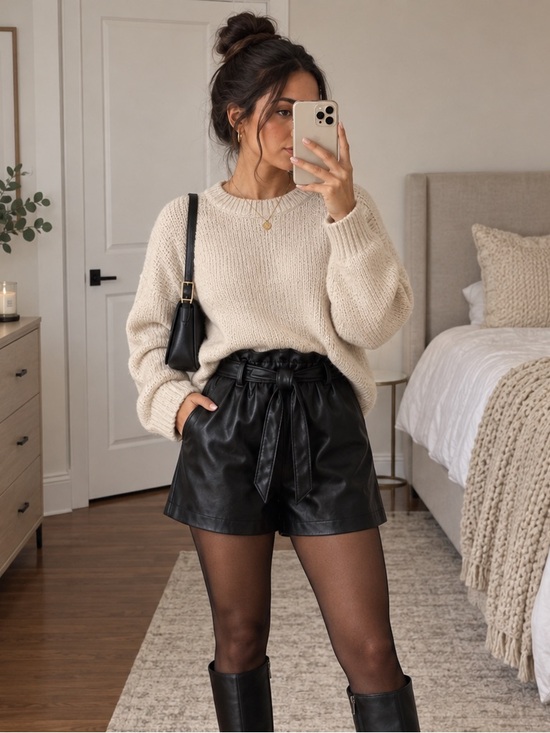 Zenana Outfitters Pants - Zenana Outfitters Black Faux Leather High-Waist Paperbag Shorts NWOT